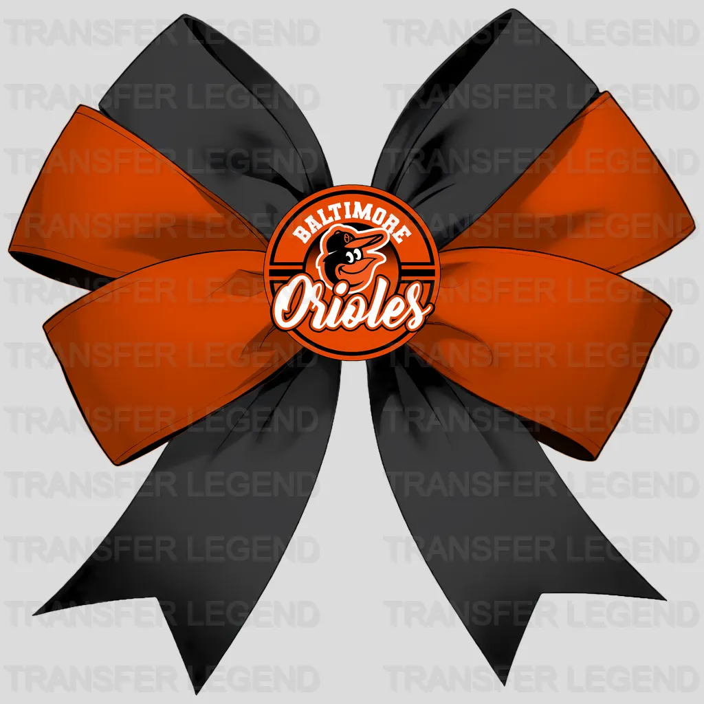 Baltimore Orioles MLB Elegant Orange Bow Ribbon Knot - DTF Iron On Transfer