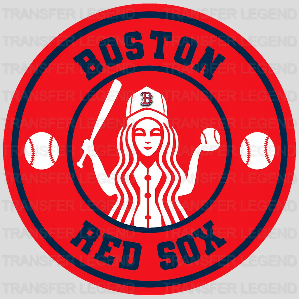 Boston Red Sox MLB Circle Badge Woman Silhouette - DTF Iron On Transfer