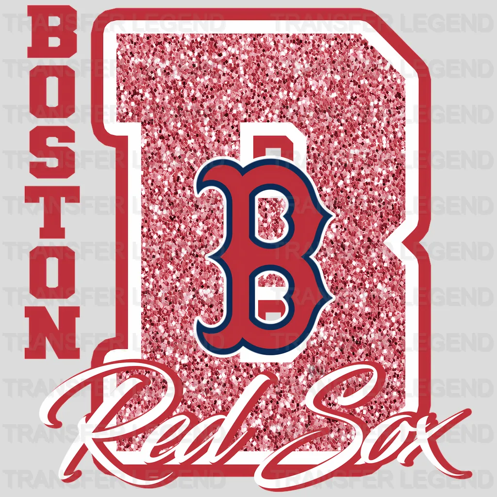 Boston Red Sox MLB Glitter Chenille Letter B Logo - DTF Iron On Transfer