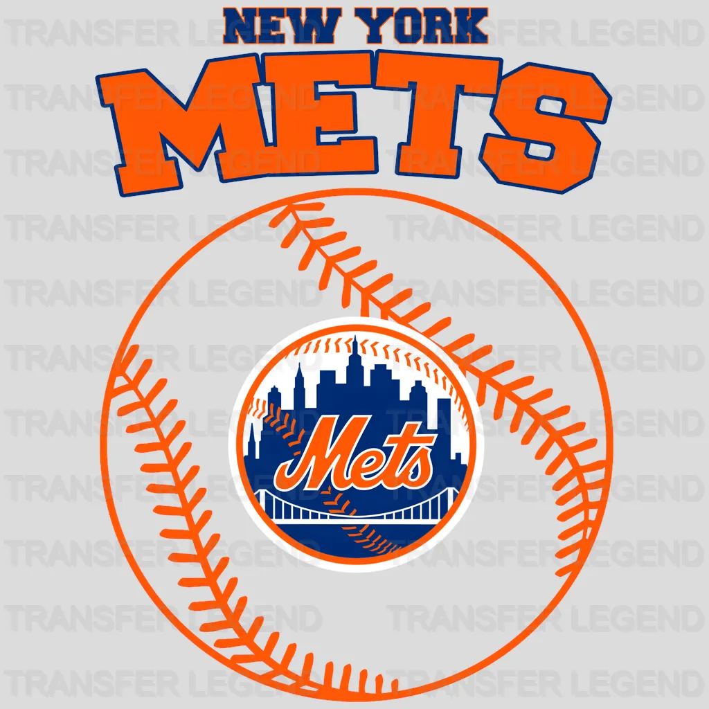 New York Mets MLB Circle Logo With Stitch - DTF Iron On Transfer