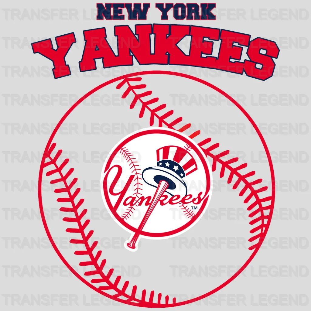 New York Yankees MLB Circle Logo With Stitch - DTF Iron On Transfer