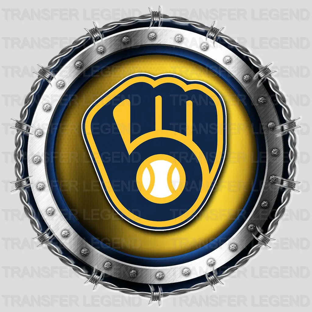 Milwaukee Brewers MLB Chrome Metal Circle Badge 3D - DTF Iron On Transfer