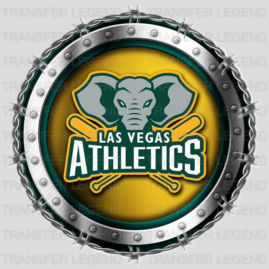 Las Vegas Athletics MLB Chrome Metal Circle Badge 3D - DTF Iron On Transfer