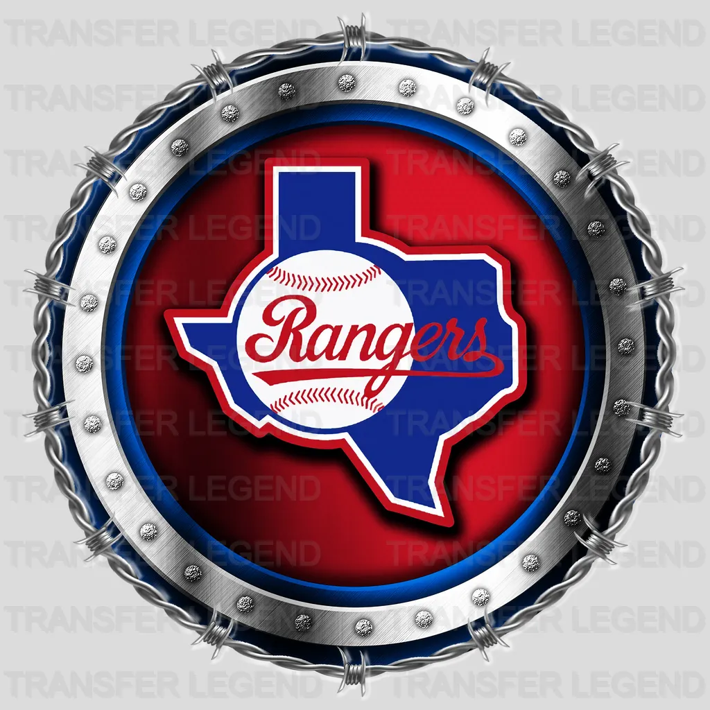 Texas Rangers MLB Chrome Metal Circle Badge 3D - DTF Iron On Transfer