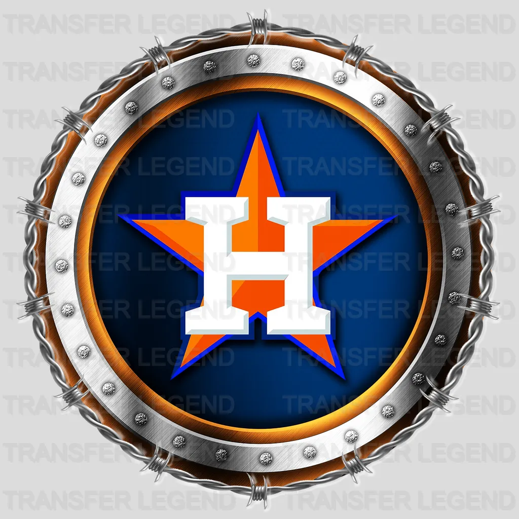 Houston Astros MLB Chrome Metal Circle Badge 3D - DTF Iron On Transfer