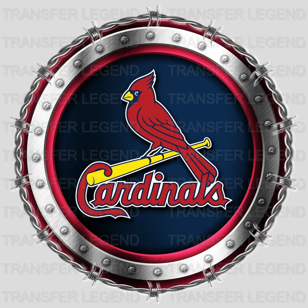 St. Louis Cardinals MLB St Louis Cardinals Chrome Metal Circle Badge 3D - DTF Iron On Transfer