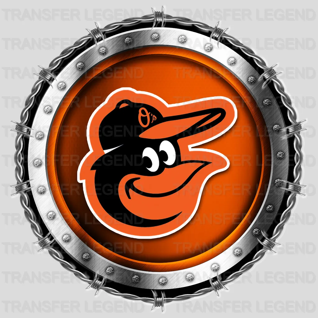 Baltimore Orioles MLB Chrome Metal Circle Badge 3D - DTF Iron On Transfer