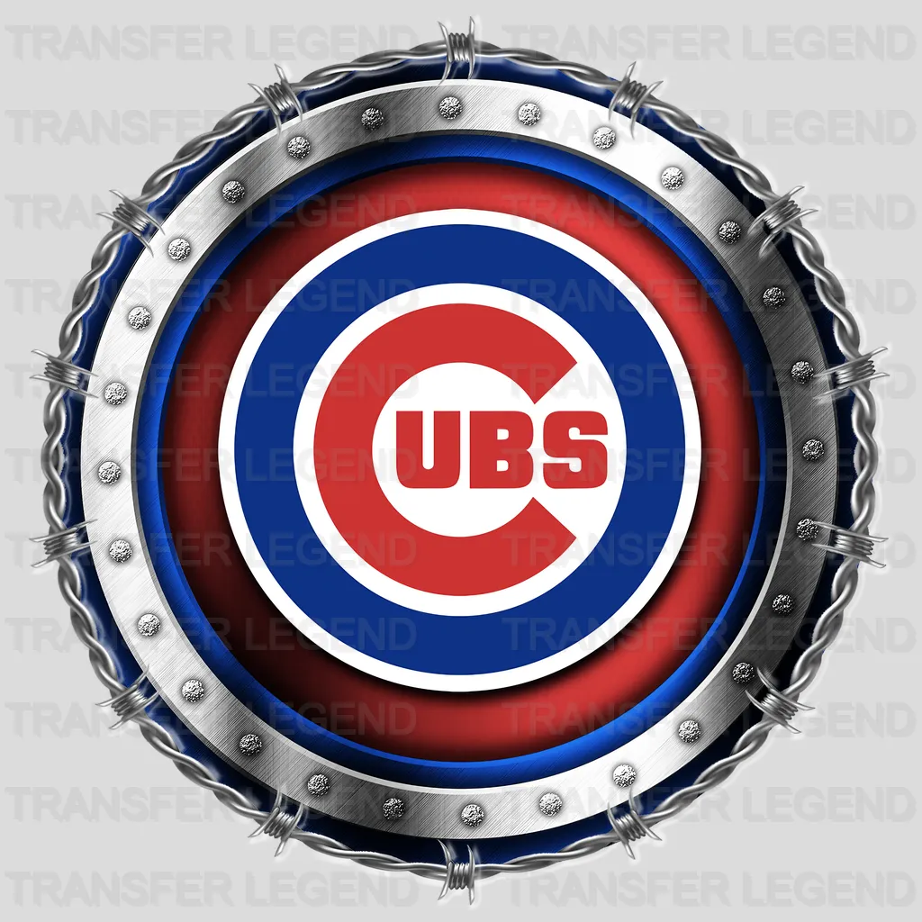 Chicago Cubs MLB Chrome Metal Circle Badge 3D - DTF Iron On Transfer