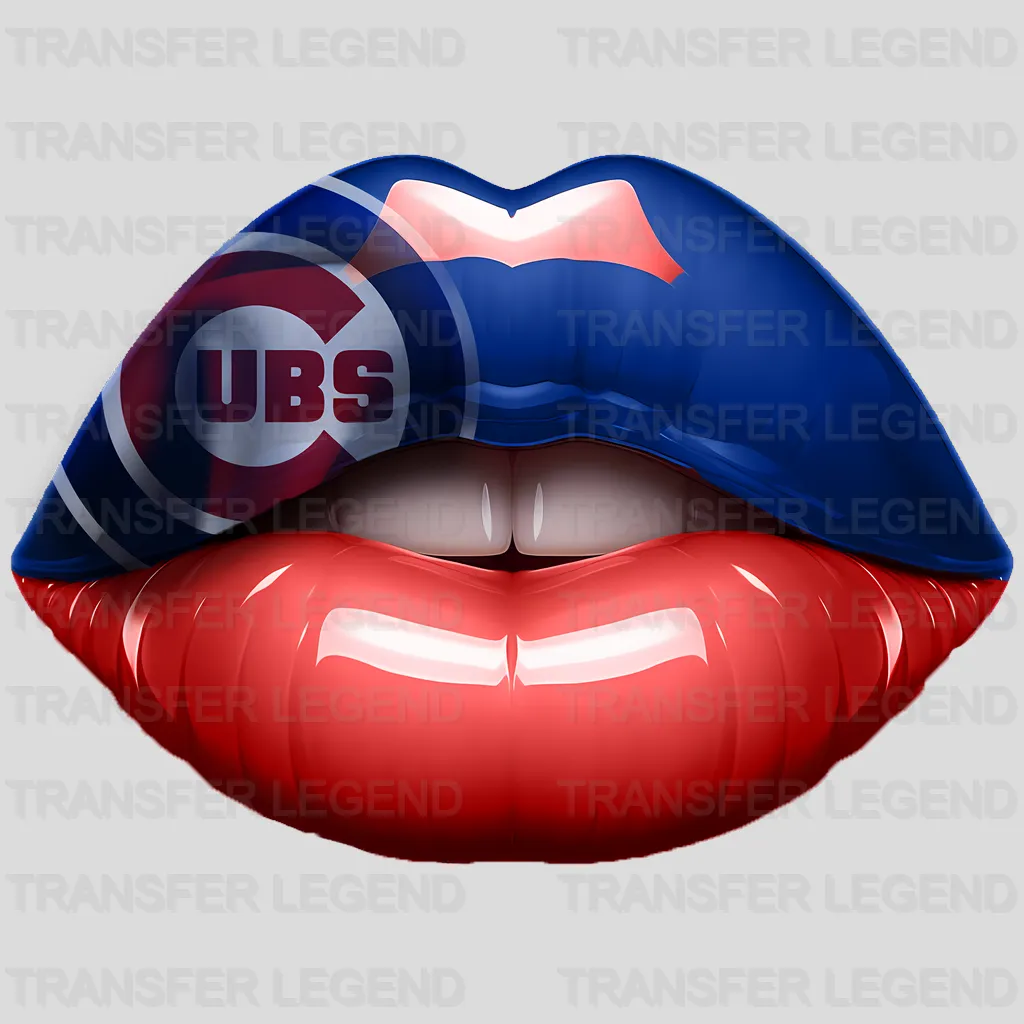 Chicago Cubs MLB Red & Blue Lips Logo Art Illustration - DTF Iron On Transfer