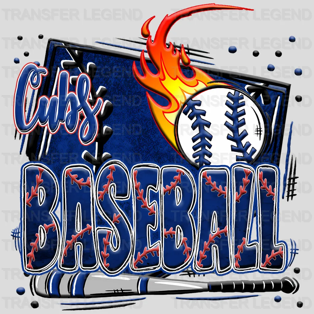 Chicago Cubs MLB Logo With Us Flag Background - DTF Iron On Transfer