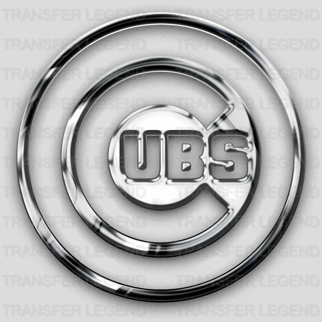 Chicago Cubs MLB Chrome Silver Circle Logo - DTF Iron On Transfer
