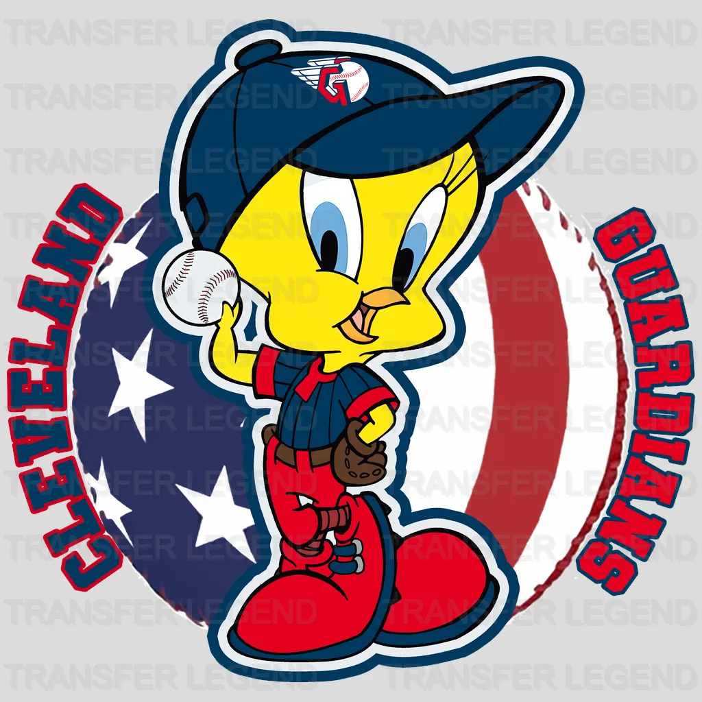 Cleveland Guardians MLB Tweety Bird Cartoon Character - DTF Iron On Transfer