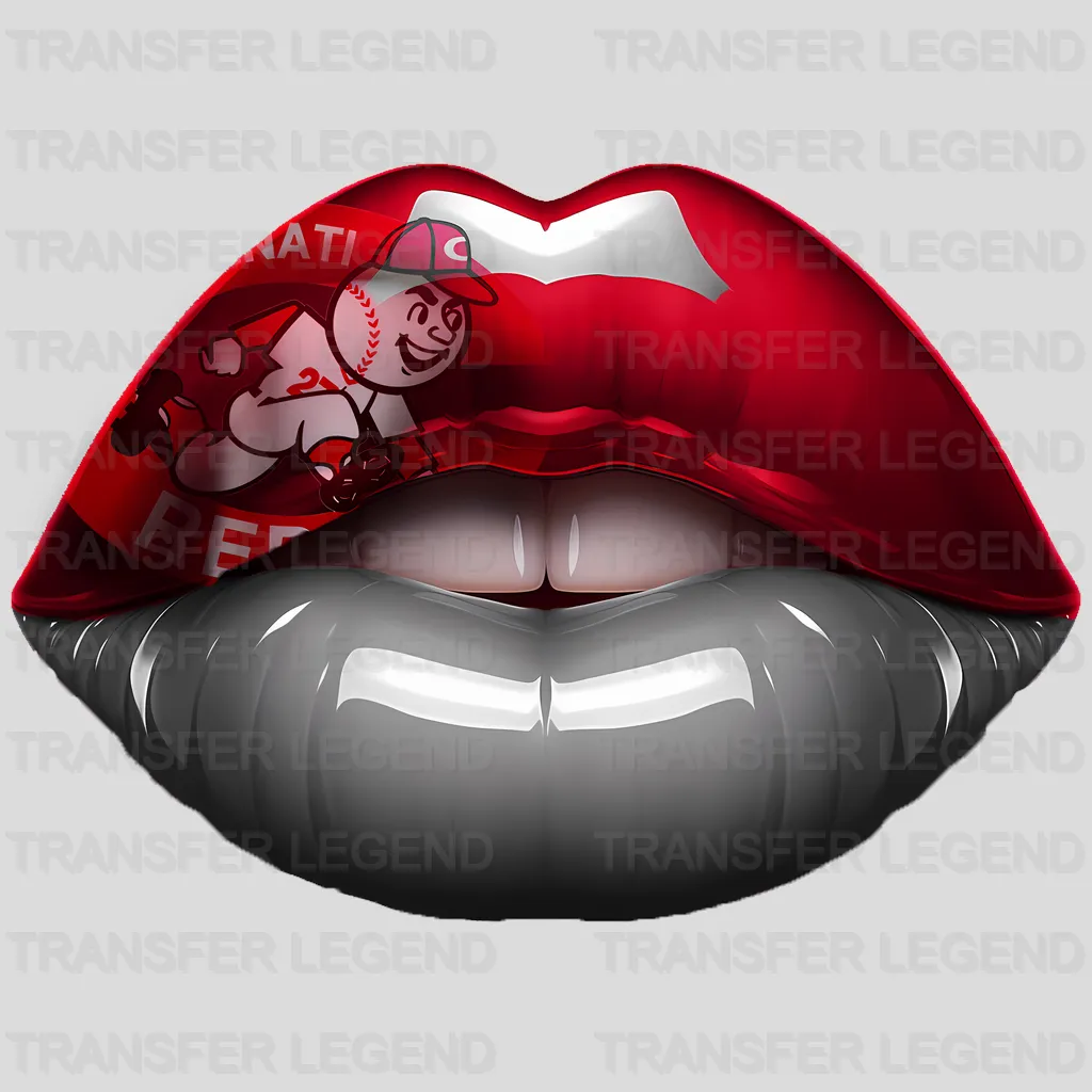 Cincinnati Reds MLB Red Lips & Logo Art Illustration - DTF Iron On Transfer