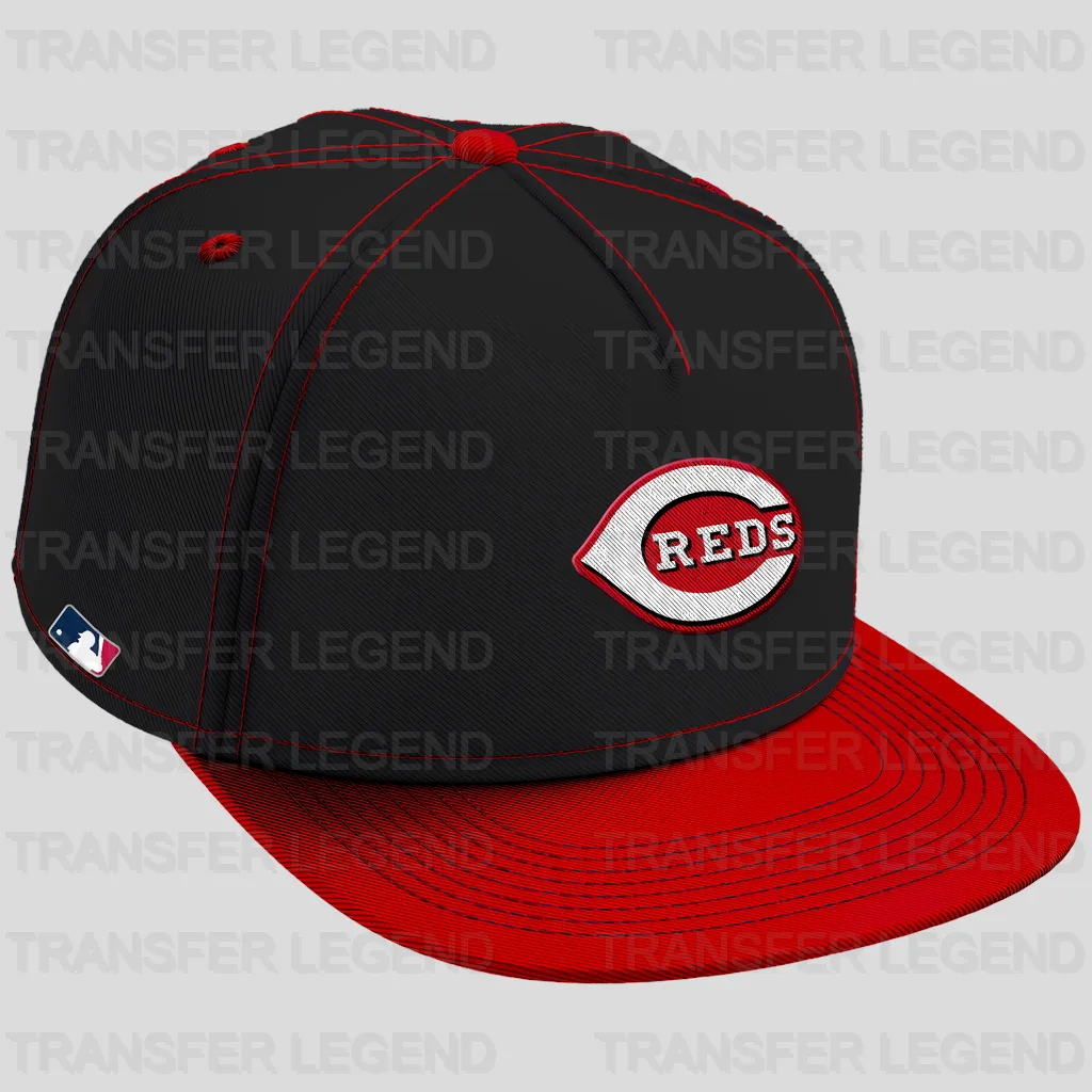 Cincinnati Reds MLB Realistic Red Cap Hat Mockup - DTF Iron On Transfer