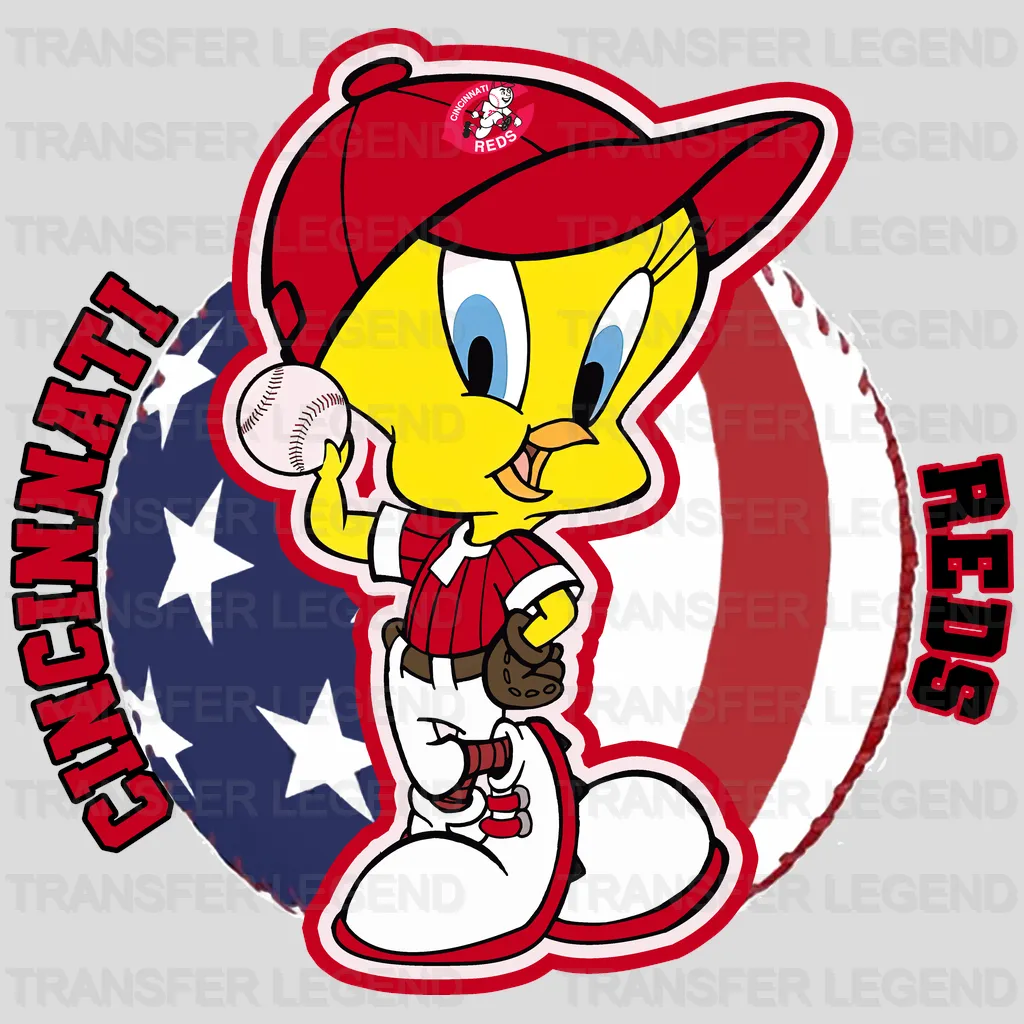 Cincinnati Reds MLB Tweety Bird Cartoon Character - DTF Iron On Transfer