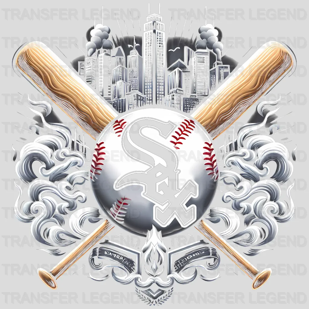 Chicago White Sox MLB Crossed Bats Shield Emblem - DTF Iron On Transfer