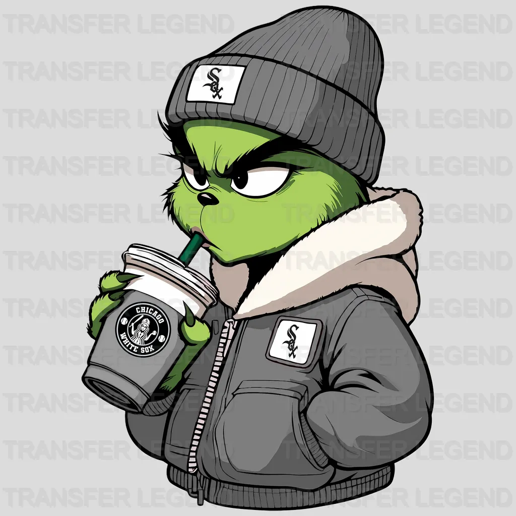 Chicago White Sox MLB The Grinch Drinking Coffee - DTF Iron On Transfer