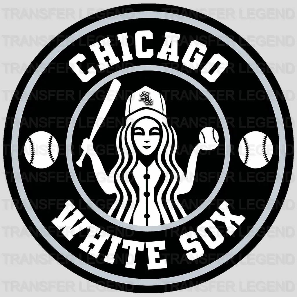 Chicago White Sox MLB Circle Badge Girl Silhouette Logo - DTF Iron On Transfer