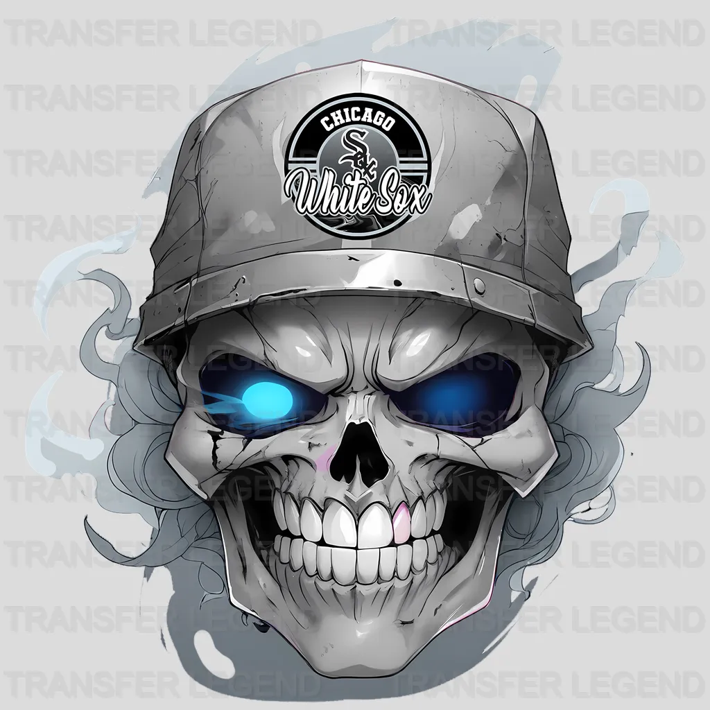 Chicago White Sox MLB Skull With Cap & Smoke Effect - DTF Iron On Transfer