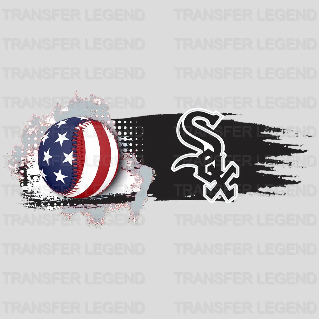 Chicago White Sox MLB Small Logo With Flag Background - DTF Iron On Transfer