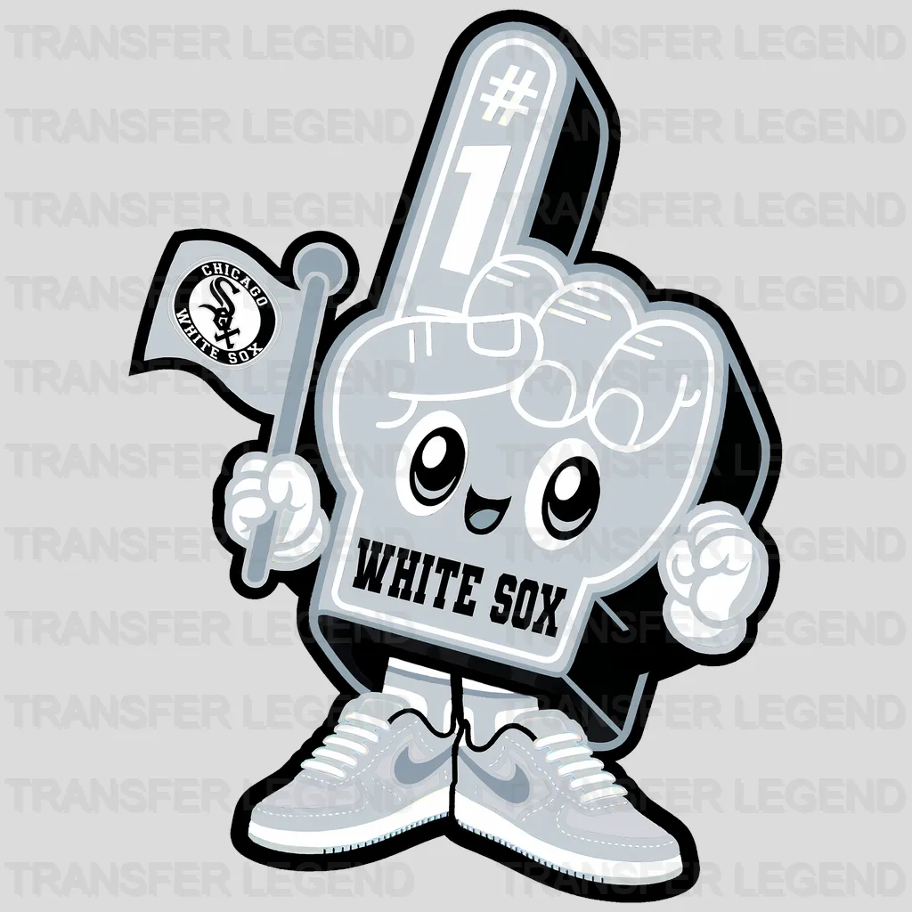 Chicago White Sox MLB Mascot With Foam Finger Cartoon - DTF Iron On Transfer