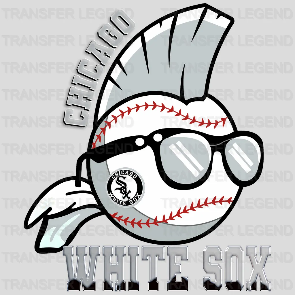 Chicago White Sox MLB Punk Skull With Mohawk & Glasses - DTF Iron On Transfer