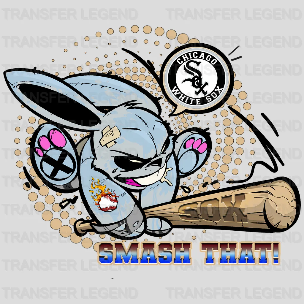 Chicago White Sox MLB Cartoon Bunny Batter Mascot - DTF Iron On Transfer