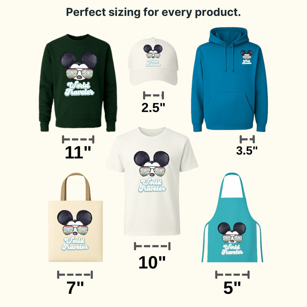 World Traveler Mouse And Mi Aviator Sunglasses Design - DTF heat transfer - transferlegend