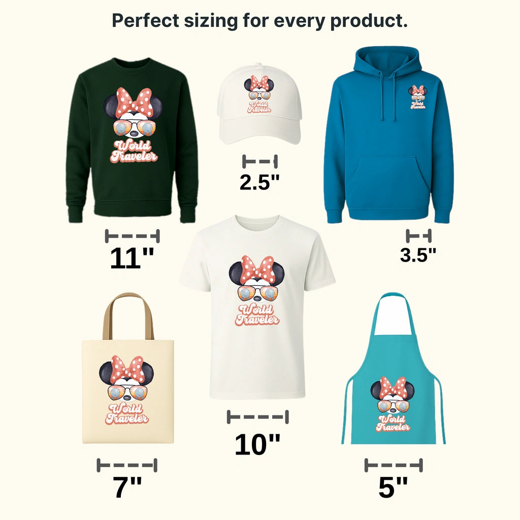 World Traveler Mouse And Mi Aviator Sunglasses Design - DTF heat transfer - transferlegend
