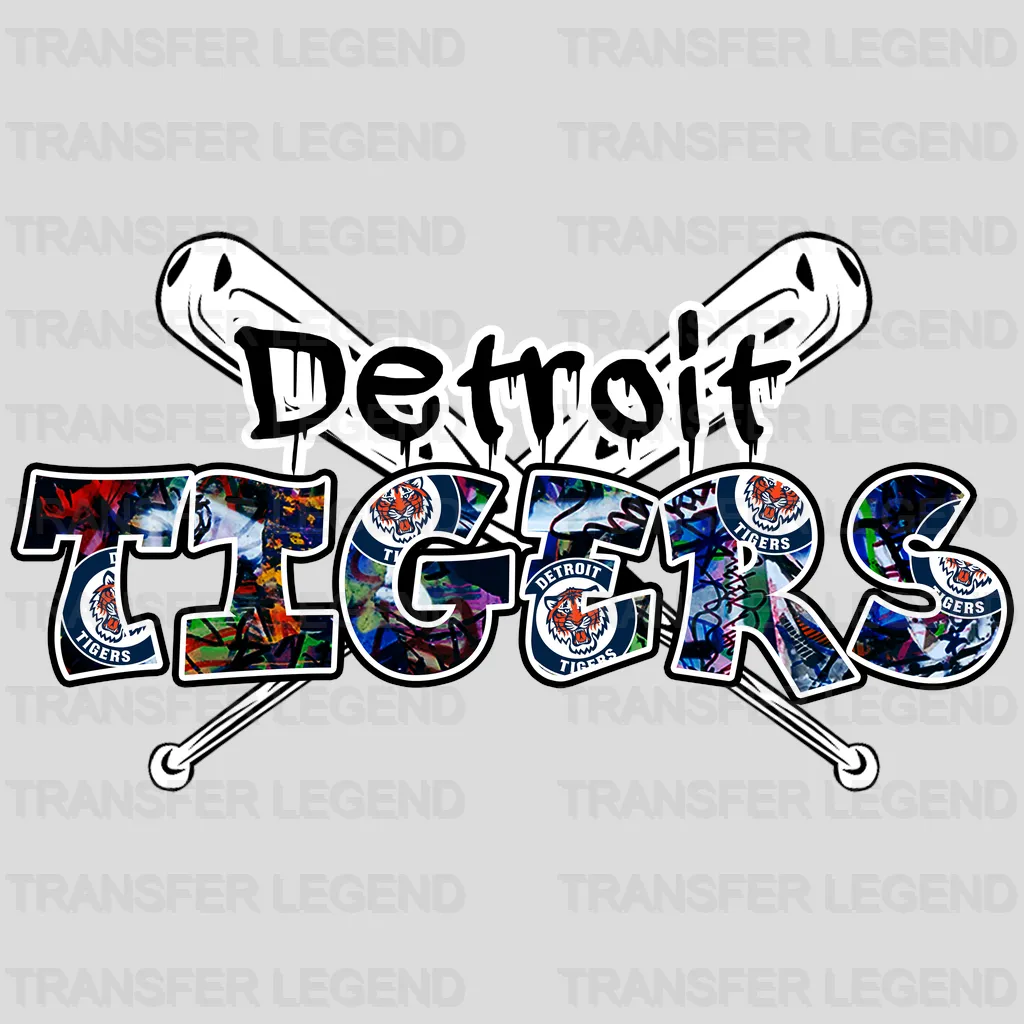 Detroit Tigers MLB Graffiti Wall Art Text Logo - DTF Iron On Transfer