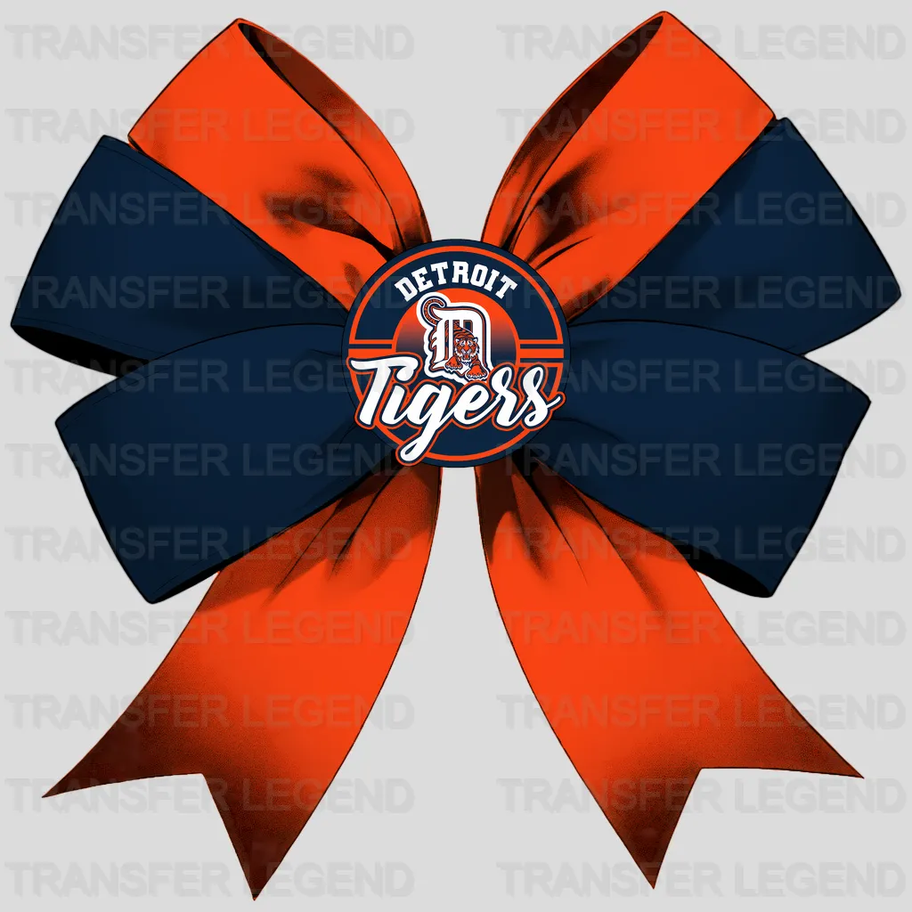 Detroit Tigers MLB Elegant Orange Bow Ribbon Knot - DTF Iron On Transfer