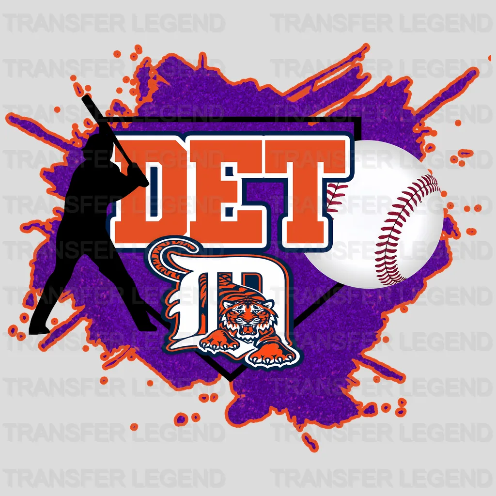 Detroit Tigers MLB Det Text Batter Splash Art - DTF Iron On Transfer