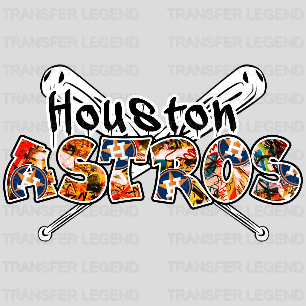 Houston Astros MLB Graffiti Wall Art Text Logo - DTF Iron On Transfer