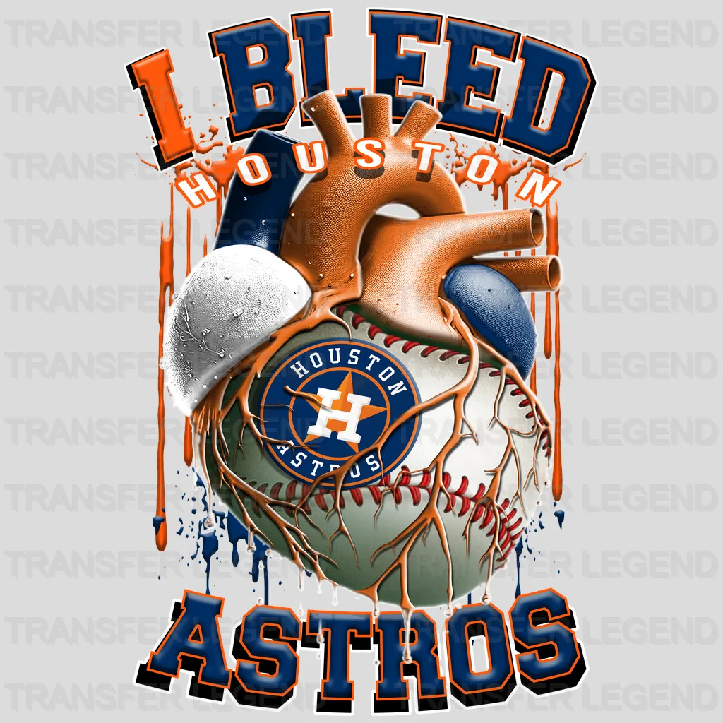 Houston Astros MLB I Bleed Orange & Navy DTF Iron On Transfer