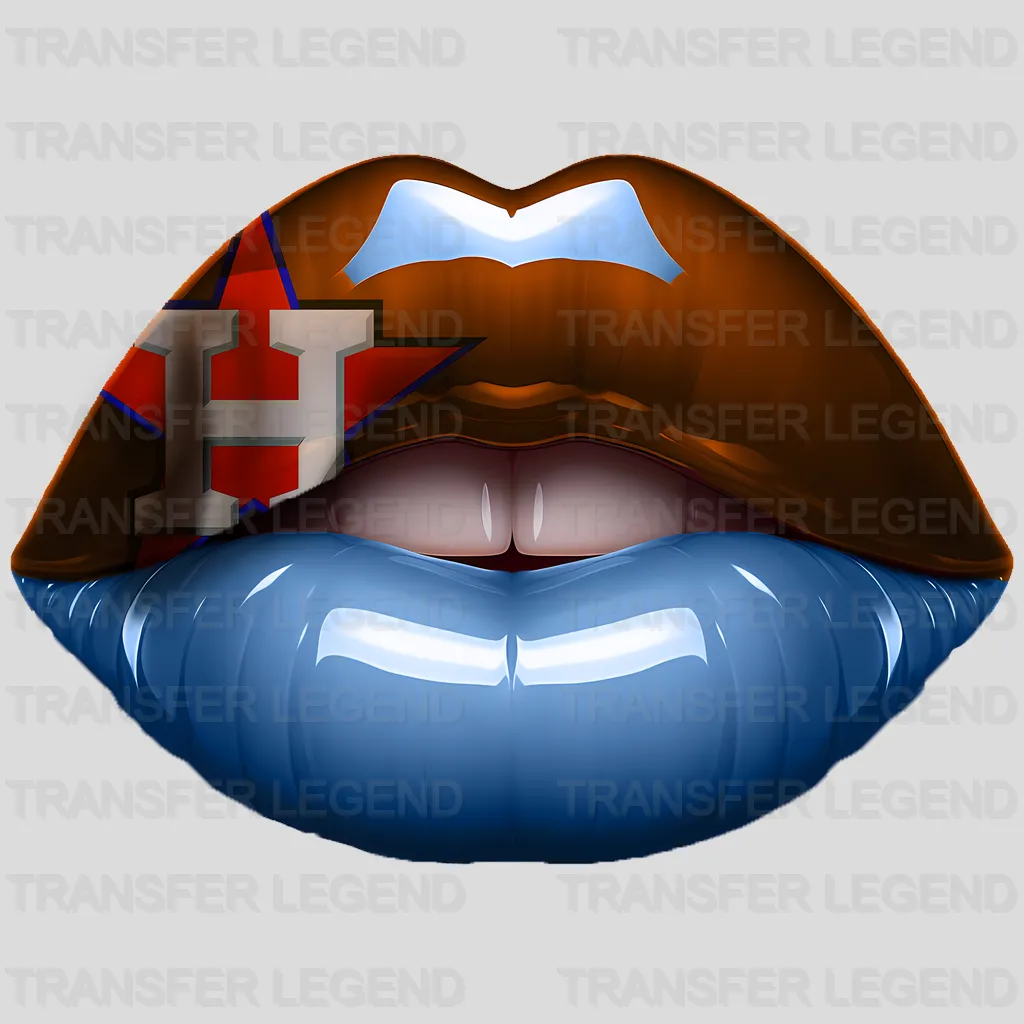 Houston Astros MLB Navy & Orange Lips Logo Art Illustration - DTF Iron On Transfer