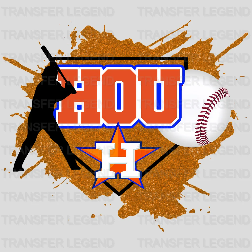 Houston Astros MLB Hou Text Batter Splash Art - DTF Iron On Transfer