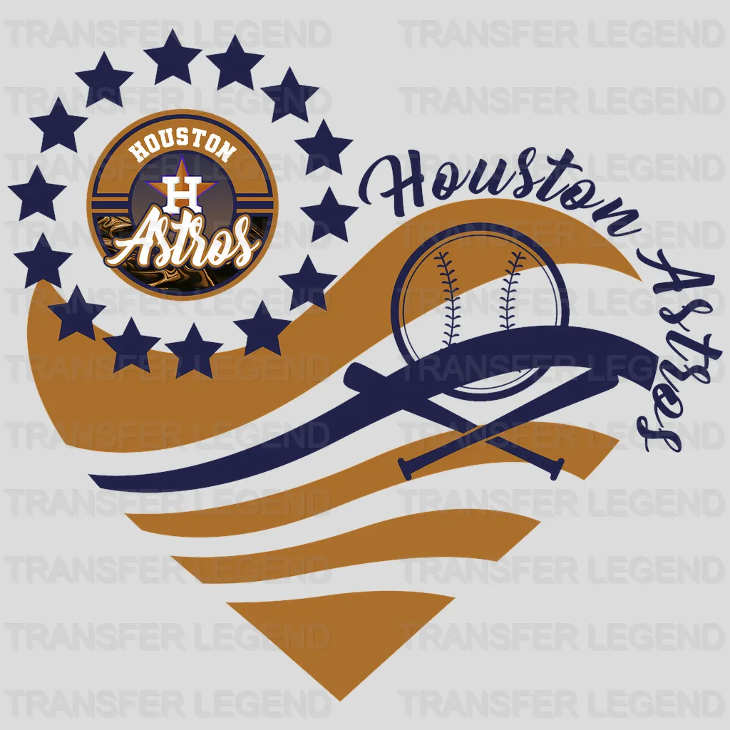Houston Astros MLB Heart Shape Road Graphic Art - DTF Iron On Transfer