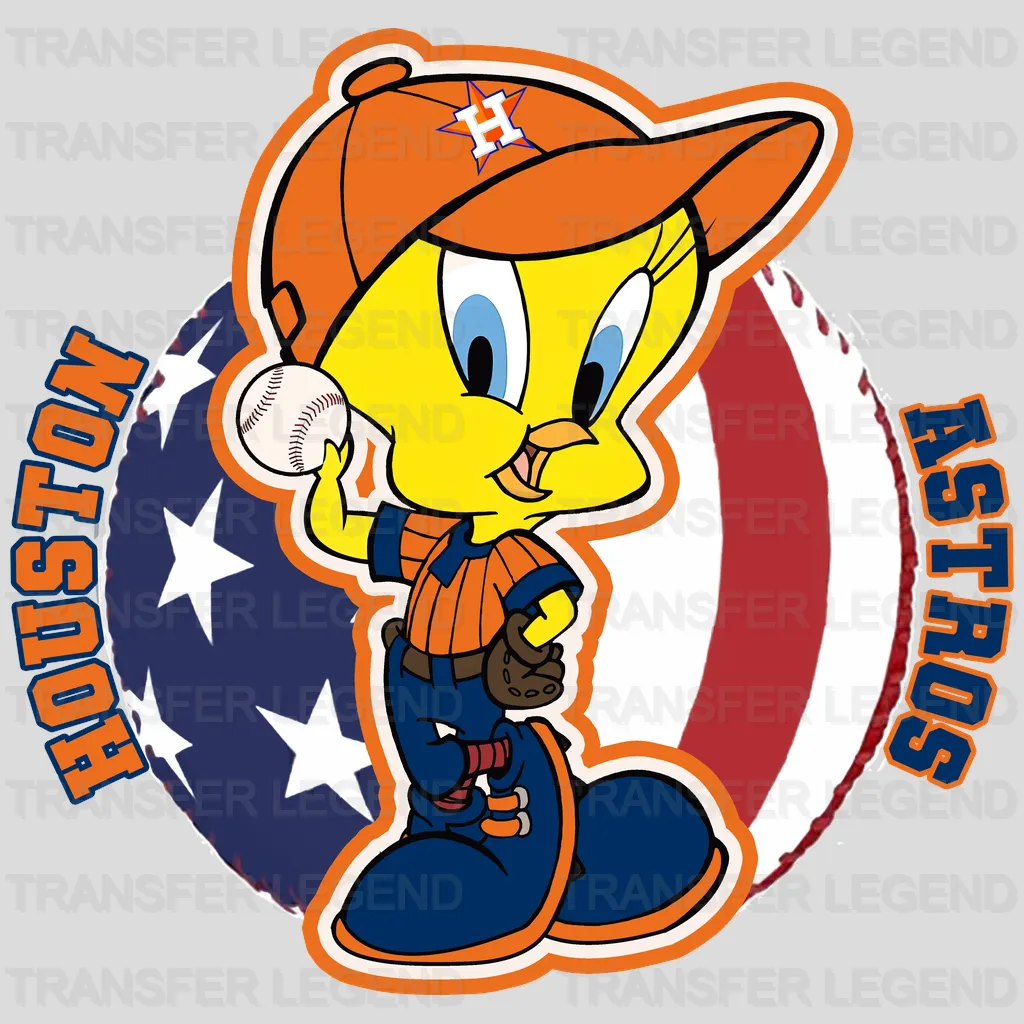 Houston Astros MLB Tweety Bird Cartoon Character - DTF Iron On Transfer