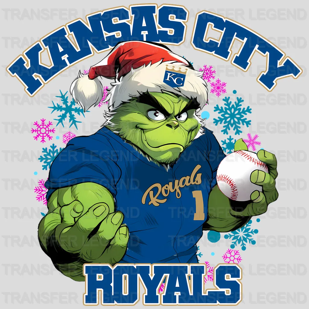 Kansas City Royals MLB Grinch Christmas Santa Hat Art - DTF Iron On Transfer
