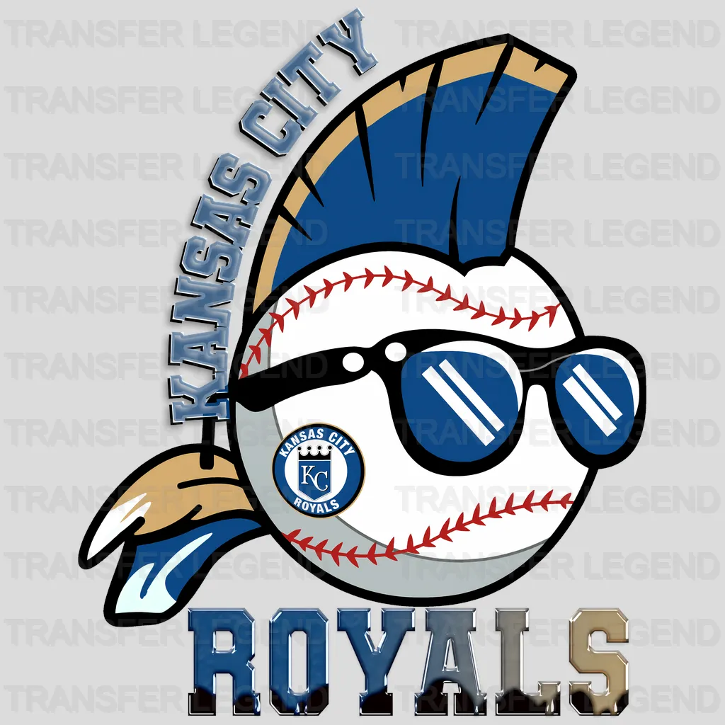 Kansas City Royals MLB Punk Skull With Mohawk & Glasses - DTF Iron On Transfer