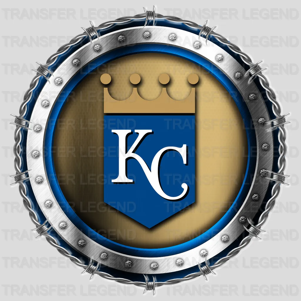 Kansas City Royals MLB Chrome Metal Circle Badge 3D - DTF Iron On Transfer