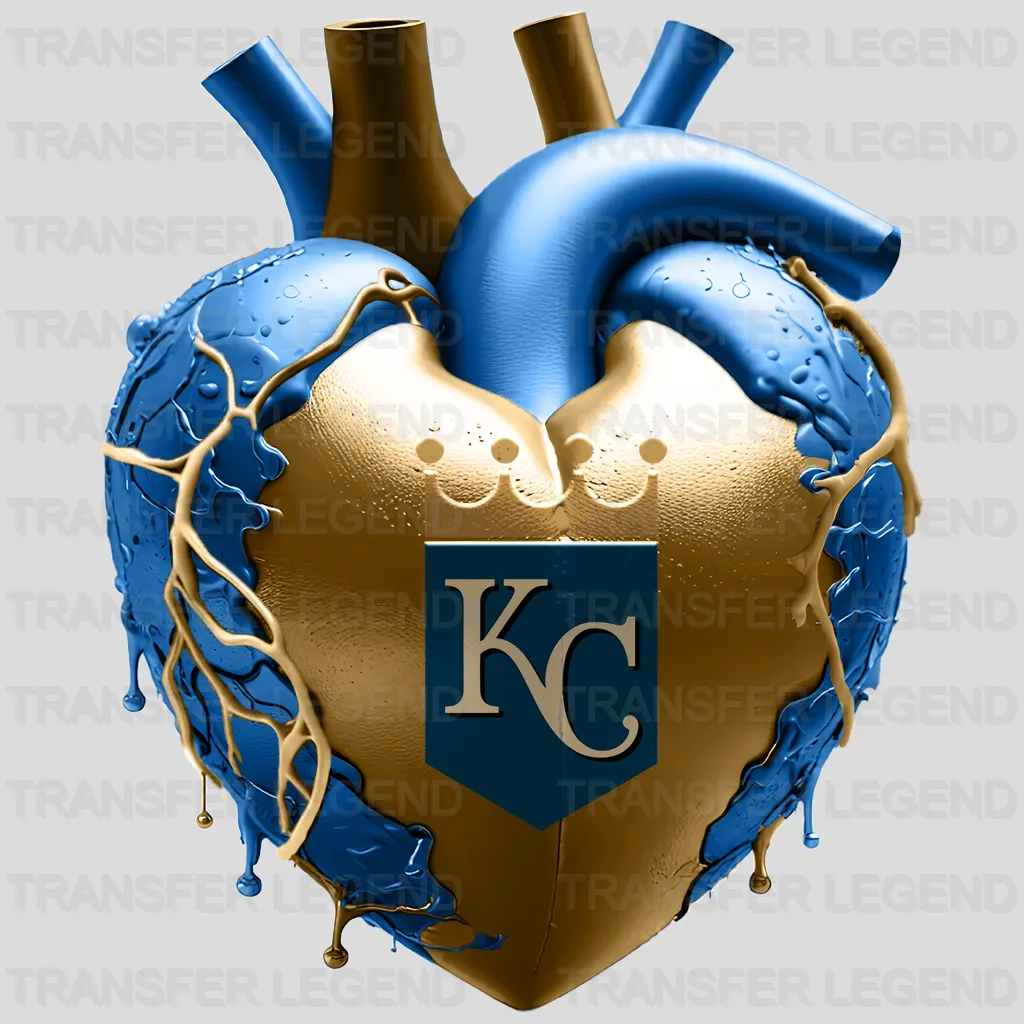 Kansas City Royals MLB Realistic Anatomical Heart Art - DTF Iron On Transfer