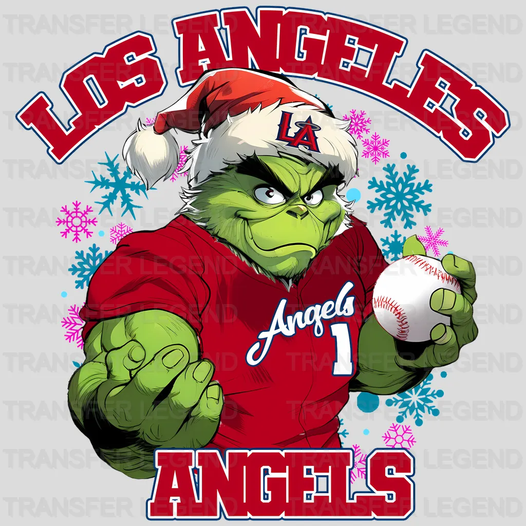 Los Angeles Angels MLB Grinch Holding Cartoon - DTF Iron On Transfer