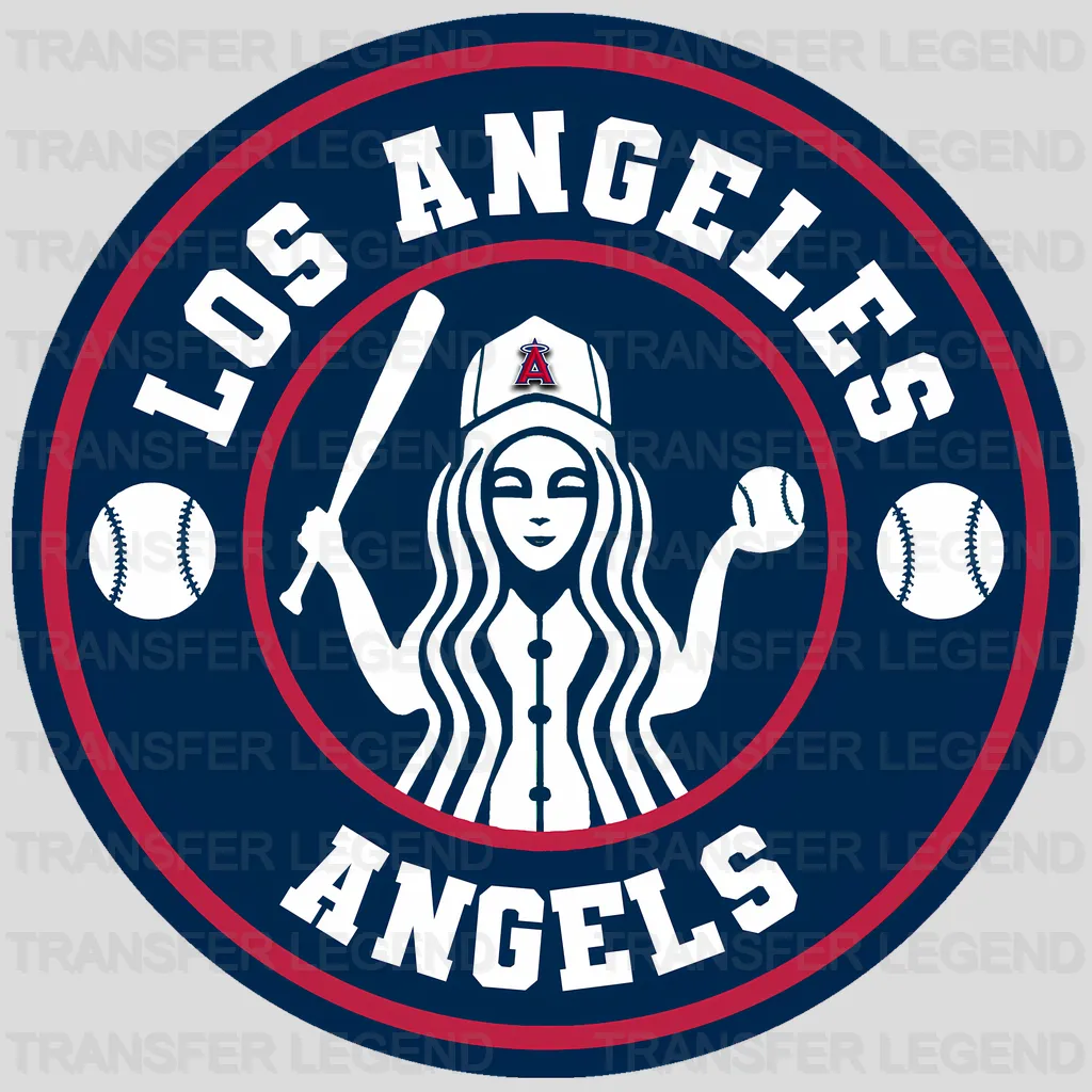 Los Angeles Angels MLB Circle Badge Girl Silhouette Logo - DTF Iron On Transfer