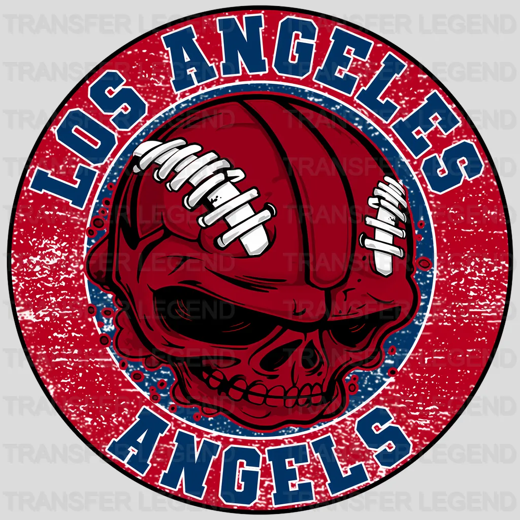 Los Angeles Angels MLB Red Skull With Helmet Art - DTF Iron On Transfer
