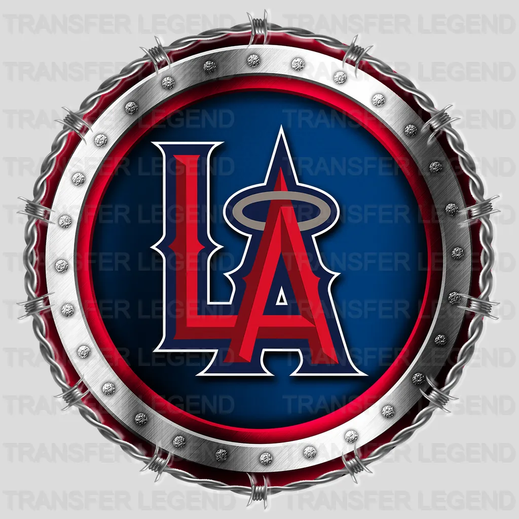 Los Angeles Angels MLB Chrome Metal Circle Badge 3D - DTF Iron On Transfer
