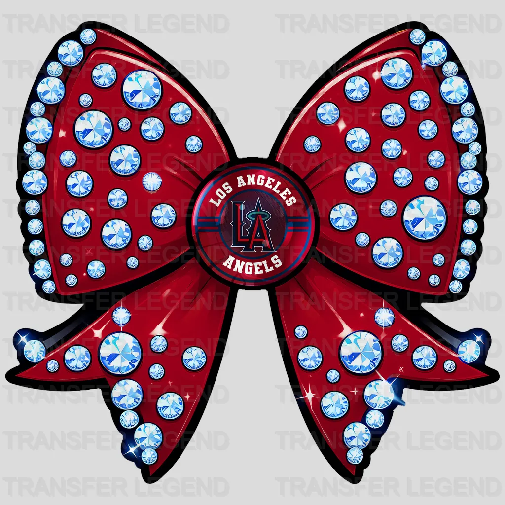 Los Angeles Angels MLB Glitter Sequin Red Bow Ribbon - DTF Iron On Transfer