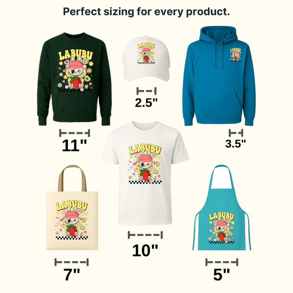 Strawberry Labubu Design - DTF Heat Transfers