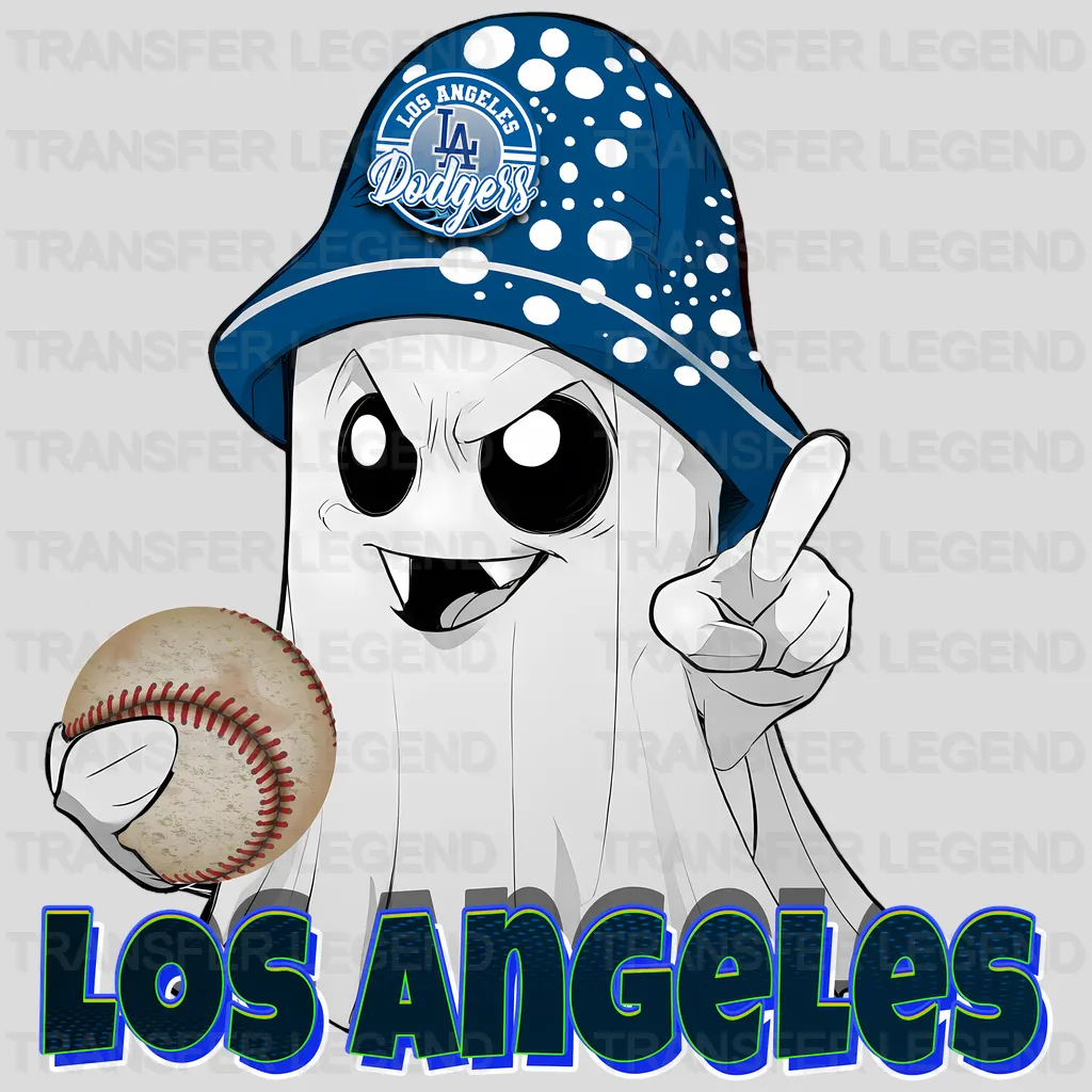 Los Angeles Dodgers MLB Cute Ghost With Hat Halloween - DTF Iron On Transfer