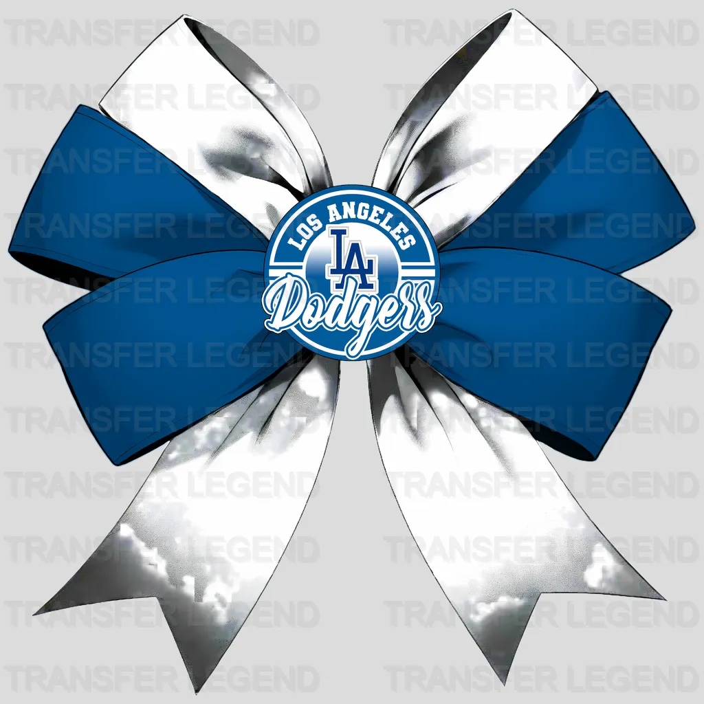 Los Angeles Dodgers MLB Elegant Blue Bow Ribbon Knot - DTF Iron On Transfer